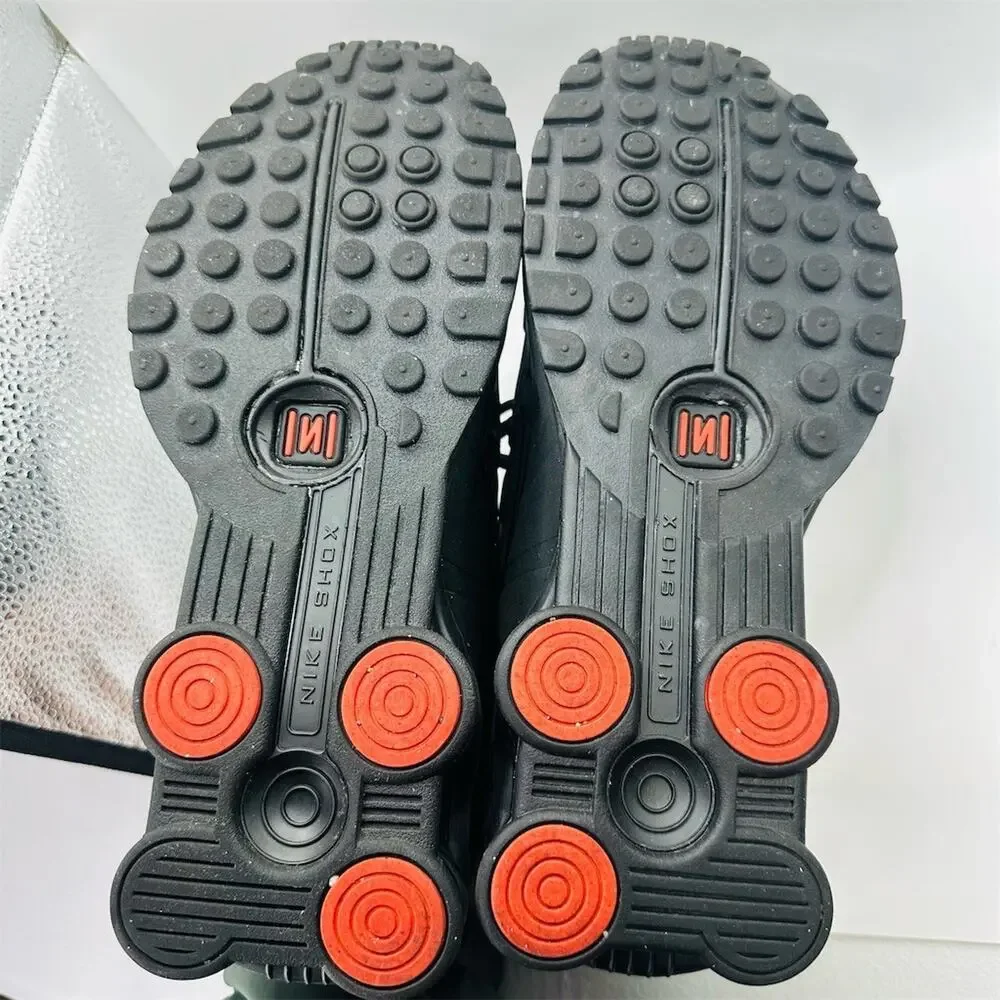 Nike Shox R4 Sneakers Triple Black Red Accents Athletic | Women's Size 10.5 US